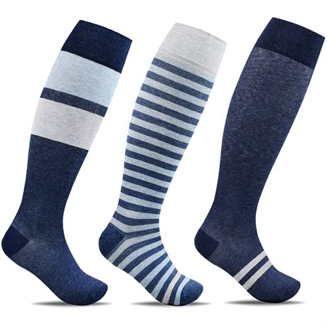 Product Image for Minfot Støttestrømper Bred Bomuld Maritim 3-pak