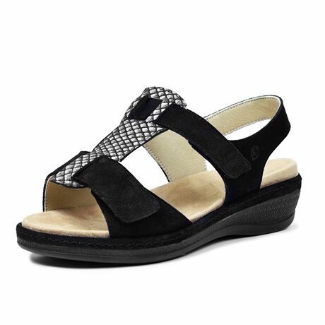 Product Image for Suave Extra Bred Sandal Svart Ruskind Marilyn