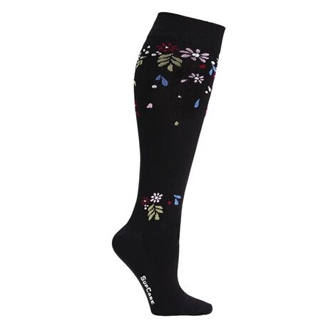 Product Image for SupCare Støttestrømper Bred Økobomuld Flower Shower Sort